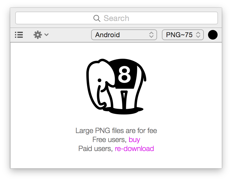Icons8 App — Large PNG files are Available for Fee