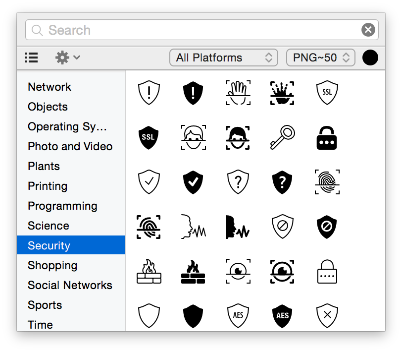 Icons8 App — Icons are Grouped by Categories